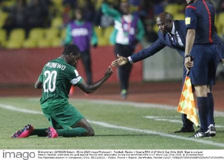 Football, Mexico v Nigeria FIFA U-17 World Cup Chile 2015. Nigeria s player Kelechi Nwakali celebrates his goal against Mexico with teammates during the semifinals FIFA U-17 World Cup Chile 2015, at alcaldesa Ester Roa Rebolledo stadium in Concepcion, Chile. 05 11 2015. - Futbol, Mexico v Nigeria. Semifinales, Mundial Sub17. 