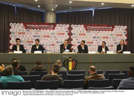 Fußball, Nationalteam Belgien, Pressekonferenz mit Nationaltrainer Wilmots Ambiance FOOTBALL : Conference De Presse Marc Wilmots - Bruxelles - 06 11 2015 PhotoNews Panoramic 