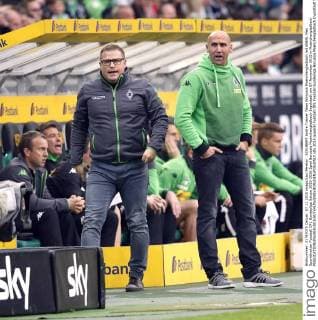 SCHUBERT Andre Trainer Team Borussia Moenchengladbach mit EBERL Max Sportdirektor Fussball DFL Bundesliga Saison 2015-2016 Spiel Borussia Moenchengladbach-Ingolstadt am 07.November 2015 in Moenchengladbach 