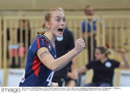 07.11.2015, xtkx, Volleyball 1.Bundesliga Damen, VC Wiesbaden - VCO Berlin, emspor .l. Tanja Grosser (VC Wiesbaden),