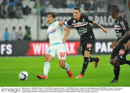 LUCAS SILVA (om) - Wallyson MALLMANN (ogcn) FOOTBALL, France : Oplympique Marseille vs. OGC Nice - Ligue 1 - 08 11 2015 FEP Panoramic 