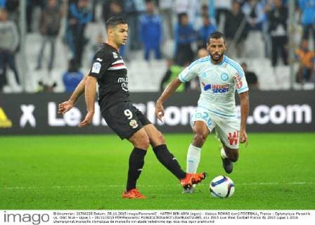 HATEM BEN ARFA (ogcn) - Alaixys ROMAO (om) FOOTBALL, France : Oplympique Marseille vs. OGC Nice - Ligue 1 - 08 11 2015 FEP Panoramic 