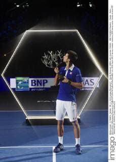 Novak Djokovic (SRB) with trophee TENNIS : BNP PARIBAS Masters - Finale - Paris - 08 11 2015 JBAutissier Panoramic 