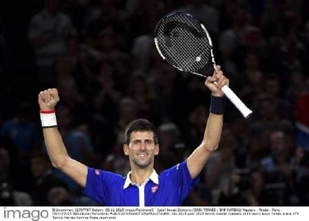 Jubel Novak Djokovic (SRB) TENNIS : BNP PARIBAS Masters - Finale - Paris - 08 11 2015 JBAutissier Panoramic 