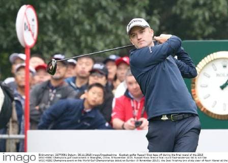 Scottish golfer Russell Knox tees off during the final round of the 2015 WGC-HSBC Champions golf tournament in Shanghai, China, 8 November 2015. Russell Knox fired a final round four-under-par 68 to win the WGC-HSBC Champions event on his World Golf Championships debut on Sunday (8 November 2015), the Scot finishing two shots clear of Kevin Kisner at the Sheshan International Golf Club. The only player not to complete his third round in fading light on Saturday, Knox returned to the course early on Sunday and birdied the par-five 18th to join American Kisner at the top of the leaderboard after 54 holes. The 30-year-old then used some supreme wedge play to offset two bogeys with six birdies on his way to a 20-under 268 total to become the first Scot to win a WGC event and also the first debutant to claim victory since Jeff Maggert in 1999. Knox springs Shanghai surprise for maiden WGC win  pbu358008_18