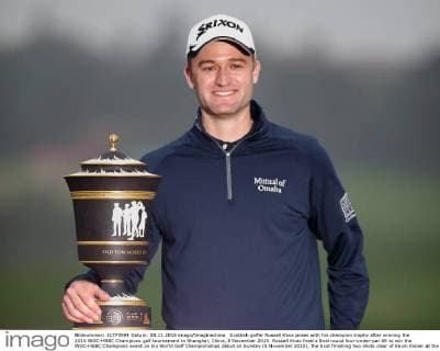 Scottish golfer Russell Knox poses with his champion trophy after winning the 2015 WGC-HSBC Champions golf tournament in Shanghai, China, 8 November 2015. Russell Knox fired a final round four-under-par 68 to win the WGC-HSBC Champions event on his World Golf Championships debut on Sunday (8 November 2015), the Scot finishing two shots clear of Kevin Kisner at the Sheshan International Golf Club. The only player not to complete his third round in fading light on Saturday, Knox returned to the course early on Sunday and birdied the par-five 18th to join American Kisner at the top of the leaderboard after 54 holes. The 30-year-old then used some supreme wedge play to offset two bogeys with six birdies on his way to a 20-under 268 total to become the first Scot to win a WGC event and also the first debutant to claim victory since Jeff Maggert in 1999. Knox springs Shanghai surprise for maiden WGC win  pbu358008_63