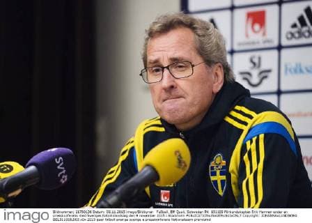 Fußball, EM Quali, Schweden PK 151109 Förbundskapten Erik Hamren under en presskonferens med Sveriges fotbollslandslag den 9 november 2015 i Stockholm  Copyright: JOHANNAxLUNDBERG BB151109JL003