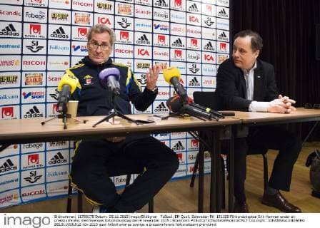 Fußball, EM Quali, Schweden PK 151109 Förbundskapten Erik Hamren under en presskonferens med Sveriges fotbollslandslag den 9 november 2015 i Stockholm  Copyright: JOHANNAxLUNDBERG BB151109JL012