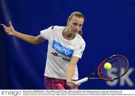 Czech tennis player Petra Kvitova trains prior to the final match of the world group Fed Cup Czech Republic vs. Russia, in Prague, Czech Republic, November 9, 2015. The Czech Republic-Russia Fed Cup match will be played on November 14th and 15th in Prague, Czech Republic. (CTKxPhoto MichalxKamaryt) CTKPhotoP201511090407701  kmt 3