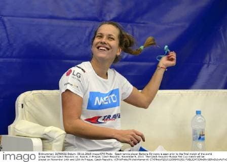 Czech tennis player Barbora Strycova is seen prior to the final match of the world group Fed Cup Czech Republic vs. Russia, in Prague, Czech Republic, November 9, 2015. The Czech Republic-Russia Fed Cup match will be played on November 14th and 15th in Prague, Czech Republic. (CTKxPhoto MichalxKamaryt) CTKPhotoP201511090491901  kmt 5