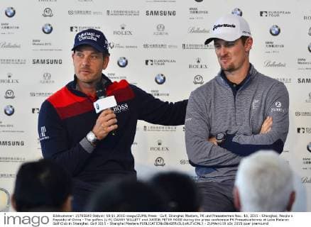 Golf, Shanghai Masters, PK und Pressetermin Nov. 10, 2015 - Shanghai, People s Republic of China - The golfers (L-R) DANNY WILLETT and JUSTIN PETER ROSE during the press conference PK Pressekonferenz at Lake Malaren Golf Club in Shanghai. Golf 2015 - Shanghai Masters  - ZUMAm119