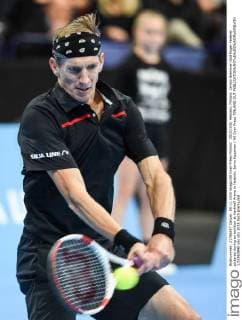 20151109, Helsinki, Finland. Jarkko Nieminen and Roger Federer pictured during an exhition at Hartwall Arena in Helsinki. Jarno Kuusinen All Over Press FINLAND OUT  1.03563945