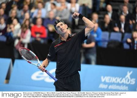 20151109, Helsinki, Finland. Jarkko Nieminen Final Night -event at Hartwall Arena in Helsinki. Jarkko Nieminen plays his last match as a professional against his friend Roger Federer. Jarno Kuusinen All Over Press FINLAND OUT  1.03563915