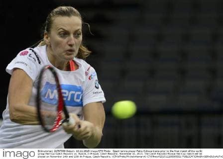 Czech tennis player Petra Kvitova trains prior to the final match of the world group Fed Cup Czech Republic vs. Russia, in Prague, Czech Republic, November 10, 2015. The Czech Republic-Russia Fed Cup match will be played on November 14th and 15th in Prague, Czech Republic. (CTKxPhoto MichalxKamaryt) CTKPhotoP201511100509001  kmt 2
