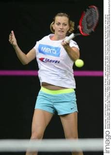 Czech tennis player Petra Kvitova trains prior to the final match of the world group Fed Cup Czech Republic vs. Russia, in Prague, Czech Republic, November 10, 2015. The Czech Republic-Russia Fed Cup match will be played on November 14th and 15th in Prague, Czech Republic. (CTKxPhoto MichalxKamaryt) CTKPhotoP201511100509401  kmt 4