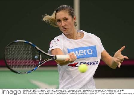 Czech tennis player Denisa Allertova trains prior to the final match of the world group Fed Cup Czech Republic vs. Russia, in Prague, Czech Republic, November 10, 2015. The Czech Republic-Russia Fed Cup match will be played on November 14th and 15th in Prague, Czech Republic. (CTKxPhoto MichalxKamaryt) CTKPhotoP201511100518001  kmt 8