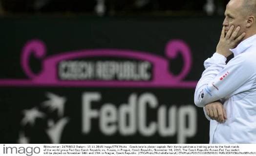 Czech tennis player captain Petr Korda watches a training prior to the final match of the world group Fed Cup Czech Republic vs. Russia, in Prague, Czech Republic, November 10, 2015. The Czech Republic-Russia Fed Cup match will be played on November 14th and 15th in Prague, Czech Republic. (CTKxPhoto MichalxKamaryt) CTKPhotoP201511100589101  kmt 13