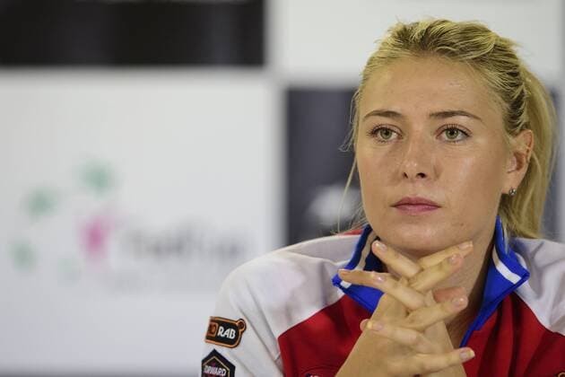 Maria Sharapova of Russia attends a news conference prior to the final match of the world group Fed Cup Czech Republic vs. Russia, in Prague, Czech Republic, November 11, 2015. The Czech Republic-Russia Fed Cup match will be played on November 14th and 15th in Prague, Czech Republic. (CTKxPhoto MichalxKamaryt) CTKPhotoP201511110446701  kmt 5