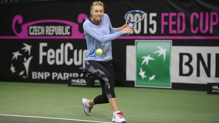 Maria Sharapova of Russia attends a training session prior to the final match of the world group Fed Cup Czech Republic vs. Russia, in Prague, Czech Republic, November 11, 2015. The Czech Republic-Russia Fed Cup match will be played on November 14th and 15th in Prague, Czech Republic. (CTKxPhoto MichalxKamaryt) CTKPhotoP201511110557401  kmt 2