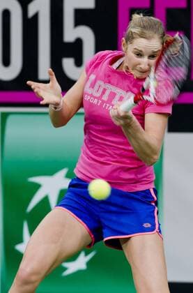 Ekaterina Makarova of Russia attends a training session prior to the final match of the world group Fed Cup Czech Republic vs. Russia, in Prague, Czech Republic, November 12, 2015. The Czech Republic-Russia Fed Cup match will be played on November 14th and 15th in Prague, Czech Republic. (CTKxPhoto VitxSimanek) CTKPhotoP201511120792601  VIS 005 K
