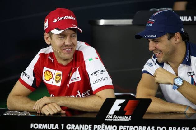 Brazilian Grand Prix, Sao Paulo 12 - 15 November 2015 12.11.2015 - press conference PK Pressekonferenz Sebastian Vettel (GER) Scuderia Ferrari SF15-T and Felipe Massa (BRA) Williams F1 Team FW37 