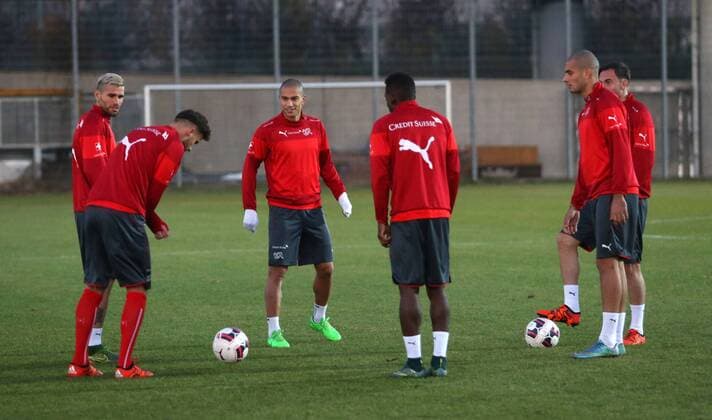 SOCCER - preview VIENNA,12.NOV.15 - SOCCER - training Nationalteam SUI. Image shows players of Switzerland. GEPAxpictures xPhilippxBrem