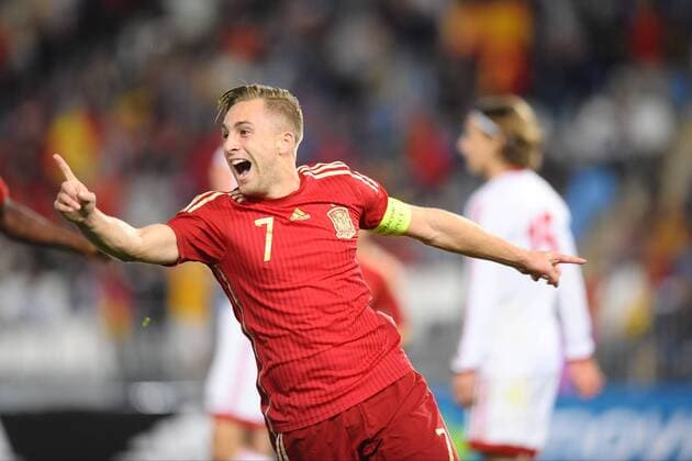 Almeria, SPAIN - November 12:Gerard Deulofeu during the match between Spain against Georgia in Juegos del Mediterraneo stadium. (Photo: Jose Breton) 