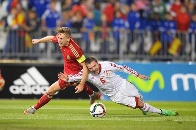 Almeria, SPAIN - November 12:Gerard Deulofeu during the match between Spain against Georgia in Juegos del Mediterraneo stadium. (Photo: Jose Breton) 