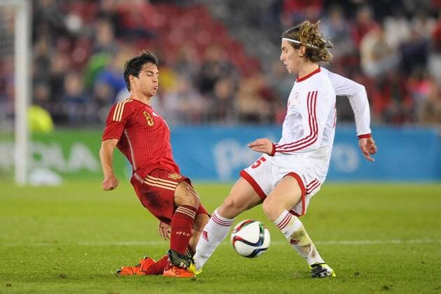 Almeria, SPAIN - November 12:Oliver Torres (Atletico de Madrid) during the match between Spain against Georgia in Juegos del Mediterraneo stadium. (Photo: Jose Breton) 
