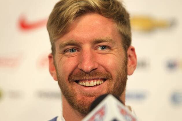 Tim Ream, a defender and member of the U.S. Men s National Soccer team, smiles during an interview at Busch Stadium in St. Louis on Novembr 12, 2015. The U.S. team will play St. Vincent And The Grenadines, in a FIFA World Cup WM Weltmeisterschaft Fussball Qualifier match on November 13, 2015. Ream is from St. Louis.  SLP2015111202 BILLxGREENBLATT