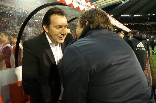 - BRUSSELS, BELGIUM: Belgium s head coach Marc Wilmots and Italy s head coach Antonio Conte shake hands at the start of a friendly soccer game between Belgian national team Nationalteam Red Devils and Italy, in Brussels, Friday 13 November 2015, a game in preparation of the Euro2016 European Championship EM Europameisterschaft VIRGINIExLEFOUR  x04739587x