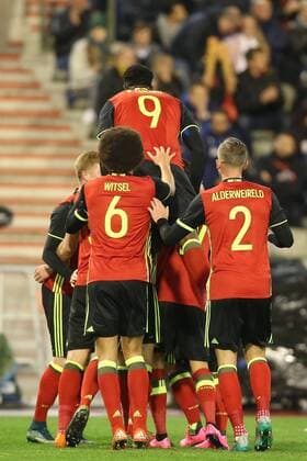 - BRUSSELS, BELGIUM: Belgium s players celebrate after scoring the 1-1 goal during a friendly soccer game between Belgian national team Nationalteam Red Devils and Italy, in Brussels, Friday 13 November 2015, a game in preparation of the Euro2016 European Championship EM Europameisterschaft BRUNOxFAHY  x04739620x