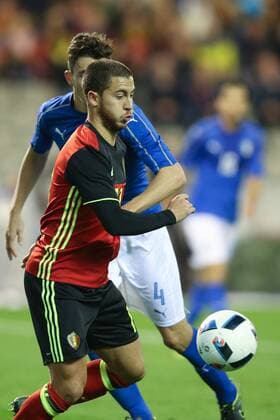 - BRUSSELS, BELGIUM: Belgium s Eden Hazard pictured in action during a friendly soccer game between Belgian national team Nationalteam Red Devils and Italy, in Brussels, Friday 13 November 2015, a game in preparation of the Euro2016 European Championship EM Europameisterschaft BRUNOxFAHY  x04739702x