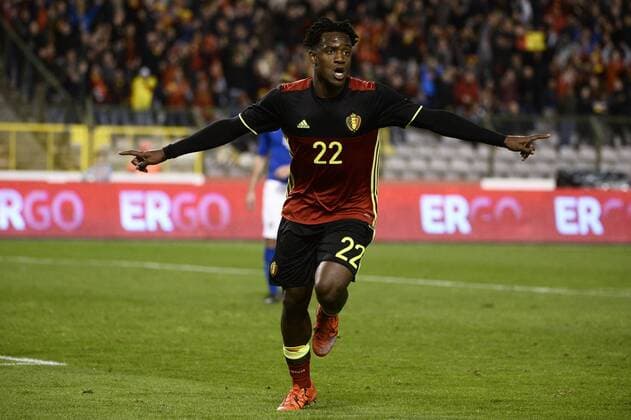 - BRUSSELS, BELGIUM: Belgium s Michy Batshuayi celebrates after scoring the 3-1 goal during a friendly soccer game between Belgian national team Nationalteam Red Devils and Italy, in Brussels, Friday 13 November 2015, a game in preparation of the Euro2016 European Championship EM Europameisterschaft DIRKxWAEM  x04739860x