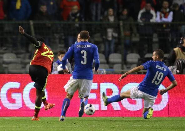 - BRUSSELS, BELGIUM: Belgium s Michy Batshuayi scores the 3-1 goal during a friendly soccer game between Belgian national team Nationalteam Red Devils and Italy, in Brussels, Friday 13 November 2015, a game in preparation of the Euro2016 European Championship EM Europameisterschaft VIRGINIExLEFOUR  x04739866x
