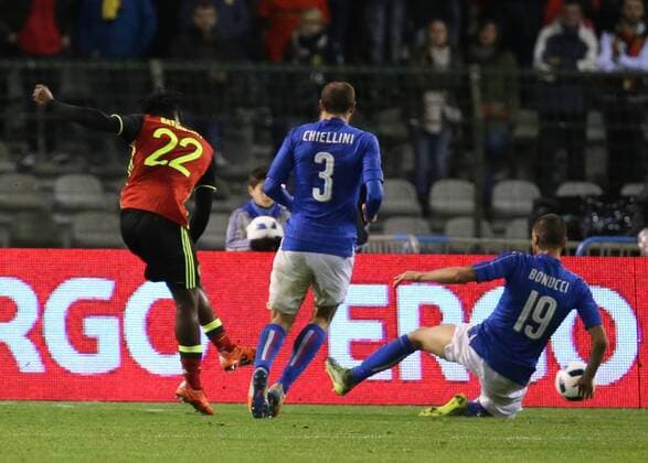 - BRUSSELS, BELGIUM: Belgium s Michy Batshuayi scores the 3-1 goal during a friendly soccer game between Belgian national team Nationalteam Red Devils and Italy, in Brussels, Friday 13 November 2015, a game in preparation of the Euro2016 European Championship EM Europameisterschaft VIRGINIExLEFOUR  x04739865x