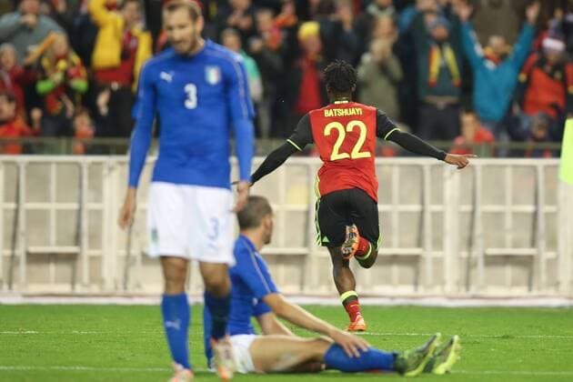 - BRUSSELS, BELGIUM: Belgium s Michy Batshuayi celebrates after scoring during a friendly soccer game between Belgian national team Nationalteam Red Devils and Italy, in Brussels, Friday 13 November 2015, a game in preparation of the Euro2016 European Championship EM Europameisterschaft BRUNOxFAHY  x04739892x