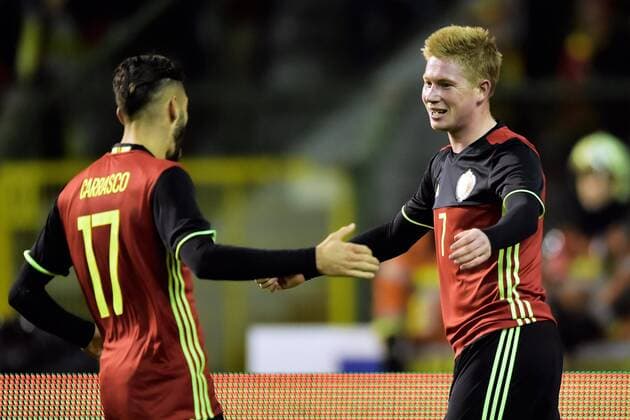 De Bruyne Kevin forward of Belgium celebrates scoring a goal FOOTBALL : Belgique vs Italie - Match Amical - Bruxelles - 13 11 2015 PhotoNews Panoramic 