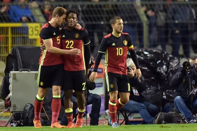 Batshuayi Michy forward of Belgium celebrates scoring a goal FOOTBALL : Belgique vs Italie - Match Amical - Bruxelles - 13 11 2015 PhotoNews Panoramic 