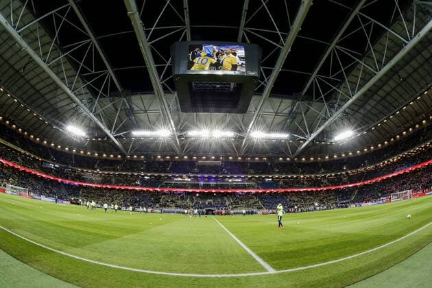 Fußball, EM Quali, Schweden - Dänemark, Schweden vor Spielbeginn 151114 Interiör inne pa Friends Arena före fotbollsmatchen i EM-kvalets playoff mellan Sverige och Danmark den 14 november 2015 i Stockholm.  Copyright: ANDREASxLxERIKSSON BB151114BB440