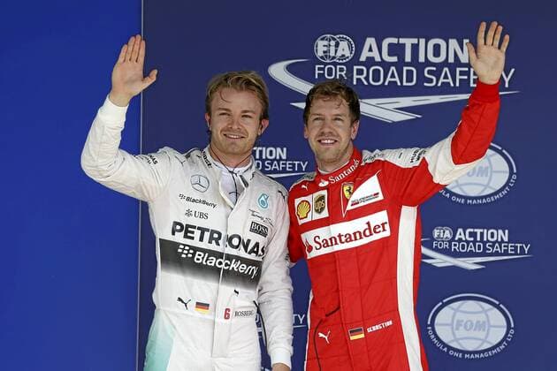Formula 1, Grand Prix of Brazil qualifying round at Interlagos circuit. In this picture, Nico Rosberg and Sebastian Vettel. xRUBIOx  RV RACING PRESS