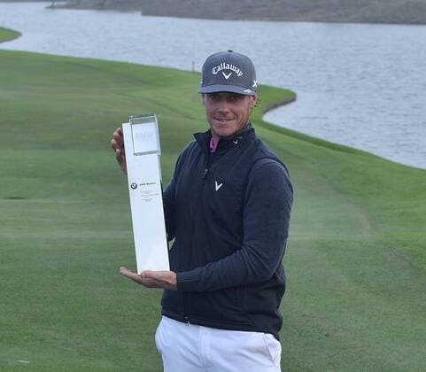 Nov. 15, 2015 - Shanghai, People s Republic of China - KRISTOFFER BROBERG of Sweden poses with the trophy after winning the BMW Masters at Lake Malaren Golf Club in Shanghai. Golf 2015 - Shanghai Masters - Day 4  - ZUMAm119