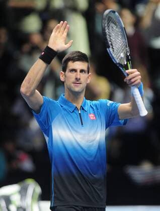 Tennis - 2015 ATP Tennis Herren World Tour Finals at The O2 - Day One Group : Stan Smith : Mens singles : Novak Djokovic (Serb) vs. Kai Nishikori (Jap) Novak Djokovic after his win over Nishikori COLORSPORT ANDREW COWIE 