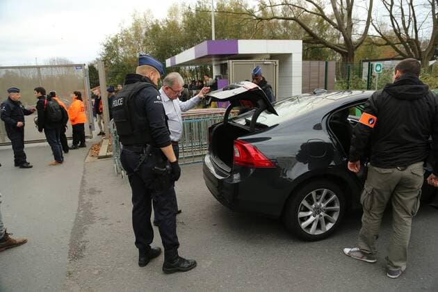 - BRUSSELS, BELGIUM: Illustration picture shows policemen checking up on visitors of a training session of the Red Devils, the Belgian national soccer team, Sunday 15 November 2015, in Brussels. Next Tuesday the team plays against Spain in preparation of Euro2016. BRUNOxFAHY  x04740838x