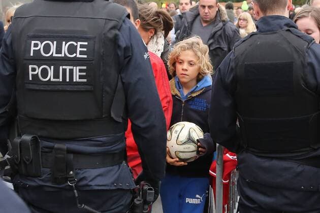 - BRUSSELS, BELGIUM: Illustration picture shows supporters going through a security checkpoint before a training session of the Red Devils, the Belgian national soccer team, Sunday 15 November 2015, in Brussels. Next Tuesday the team plays against Spain in preparation of Euro2016. BRUNOxFAHY  x04740872x
