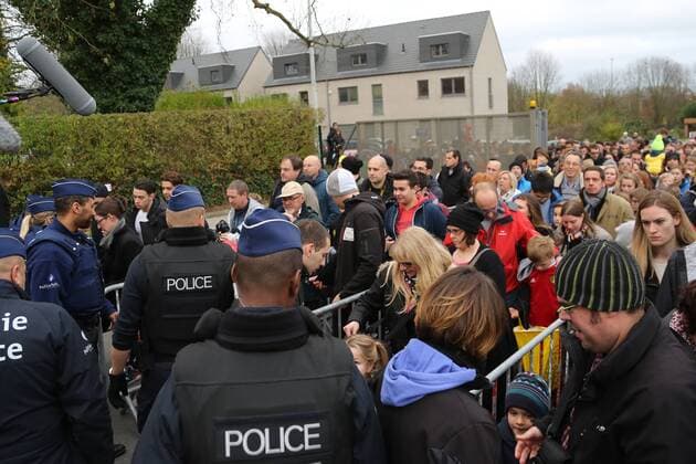 - BRUSSELS, BELGIUM: Illustration picture shows a policeman checking up on visitors of a training session of the Red Devils, the Belgian national soccer team, Sunday 15 November 2015, in Brussels. Next Tuesday the team plays against Spain in preparation of Euro2016. BRUNOxFAHY  x04740851x