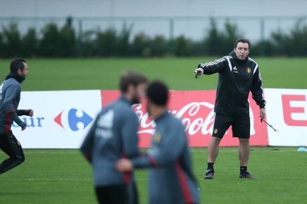 - BRUSSELS, BELGIUM: Belgium s head coach Marc Wilmots pictured during a training session of the Red Devils, the Belgian national soccer team, Sunday 15 November 2015, in Brussels. Next Tuesday the team plays against Spain in preparation of Euro2016. BRUNOxFAHY  x04740927x