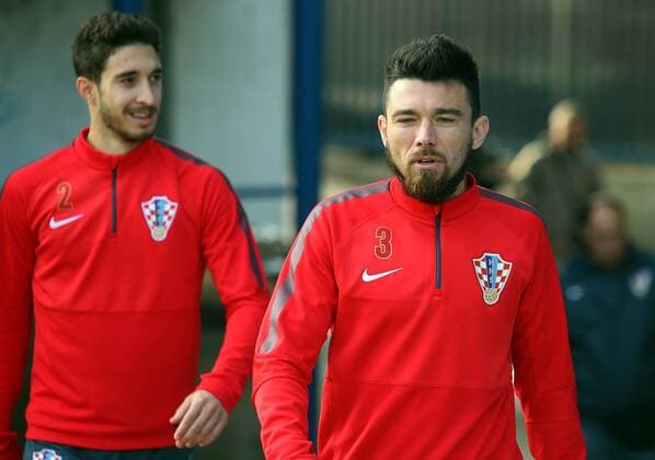 Cro national football team - training 15.11.2015., Zagreb - Croatian national football team on training on stadium in Maksimir. Danijel Pranjic, Sime Vrsaljko.  JuricaxGaloic PIXSELL