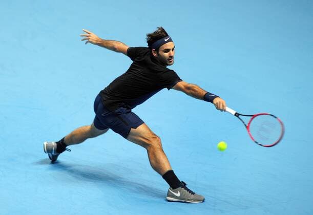 Tennis - 2015 ATP Tennis Herren World Tour Finals at The O2 - Day One Group : Stan Smith : Mens singles : Roger Federer (Sui) vs. Tomas Berdych (Cze) Roger Federer COLORSPORT ANDREW COWIE 