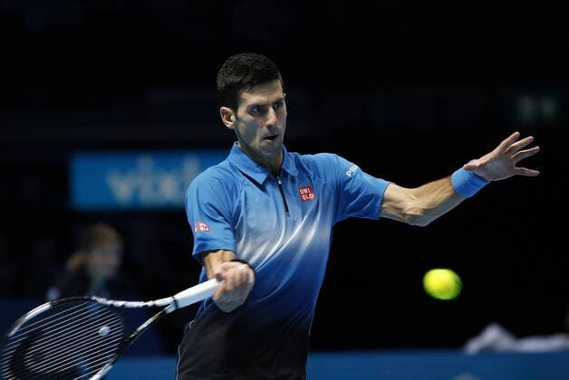15.11.2015 the O2 London, England. ATP Tennis Herren Tennis Tour Finals Day 1. Novak Djokovic (SRB) defeats Kei Nishikori (JPN) by a score 6-1, 6-1 during the Day One Barclays ATP World Tour Finals from the O2 Arena xHongboxChenx  ActionPlus11681921